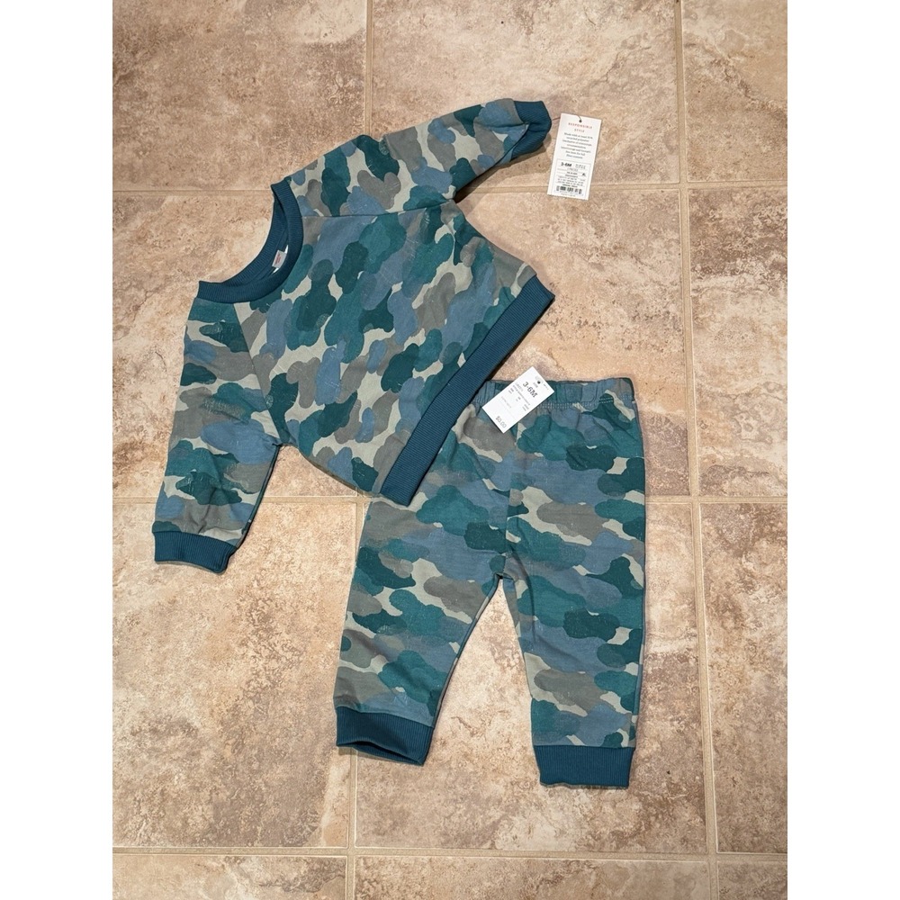 Cat & Jack Baby Boys 2pc Camo Print Fleece Sweatshirt & Joggers Size 3-6M NWT